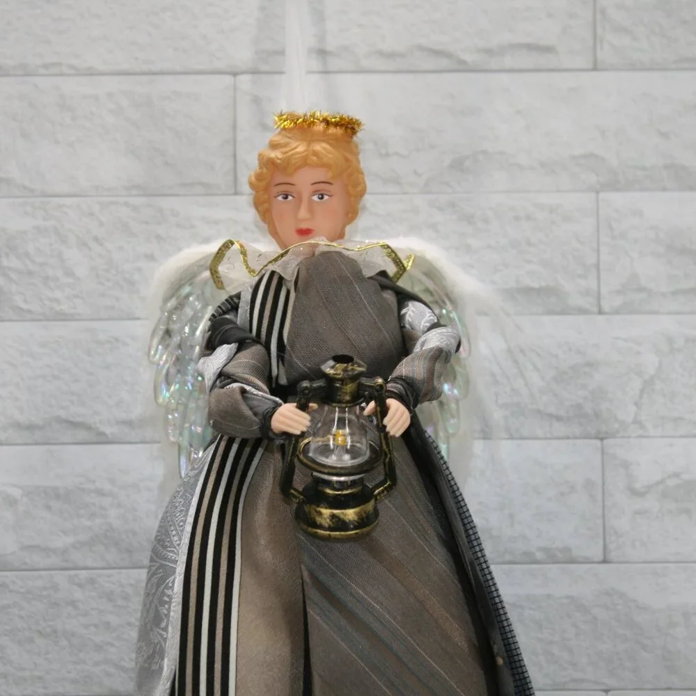 UPCYCLED Angel Necktie Wall Art Tree Topper Christmas Home Decor Grey